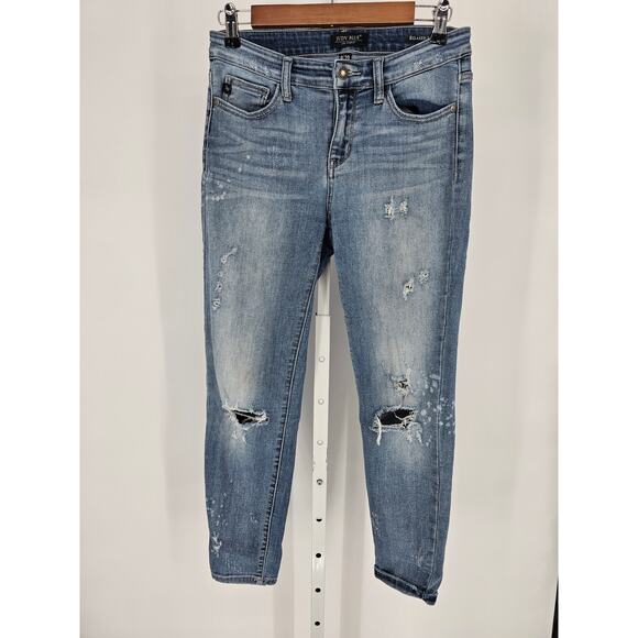 Judy Blue Womens Blue Skinny Fit Button Closer Distressed Jeans Size 9/29 - Picture 1 of 5